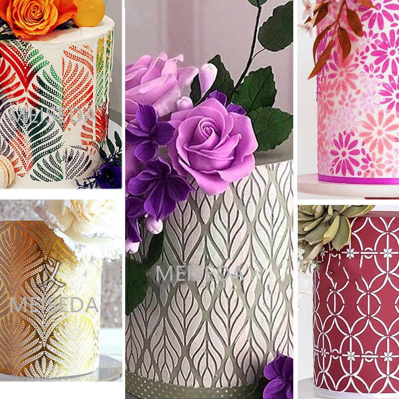 Cake Stencil Leaf Shape Pattern Cake Decorating Plastic Lace Cake Boder Stencils Template DIY Drawing Mold Baking Accessories