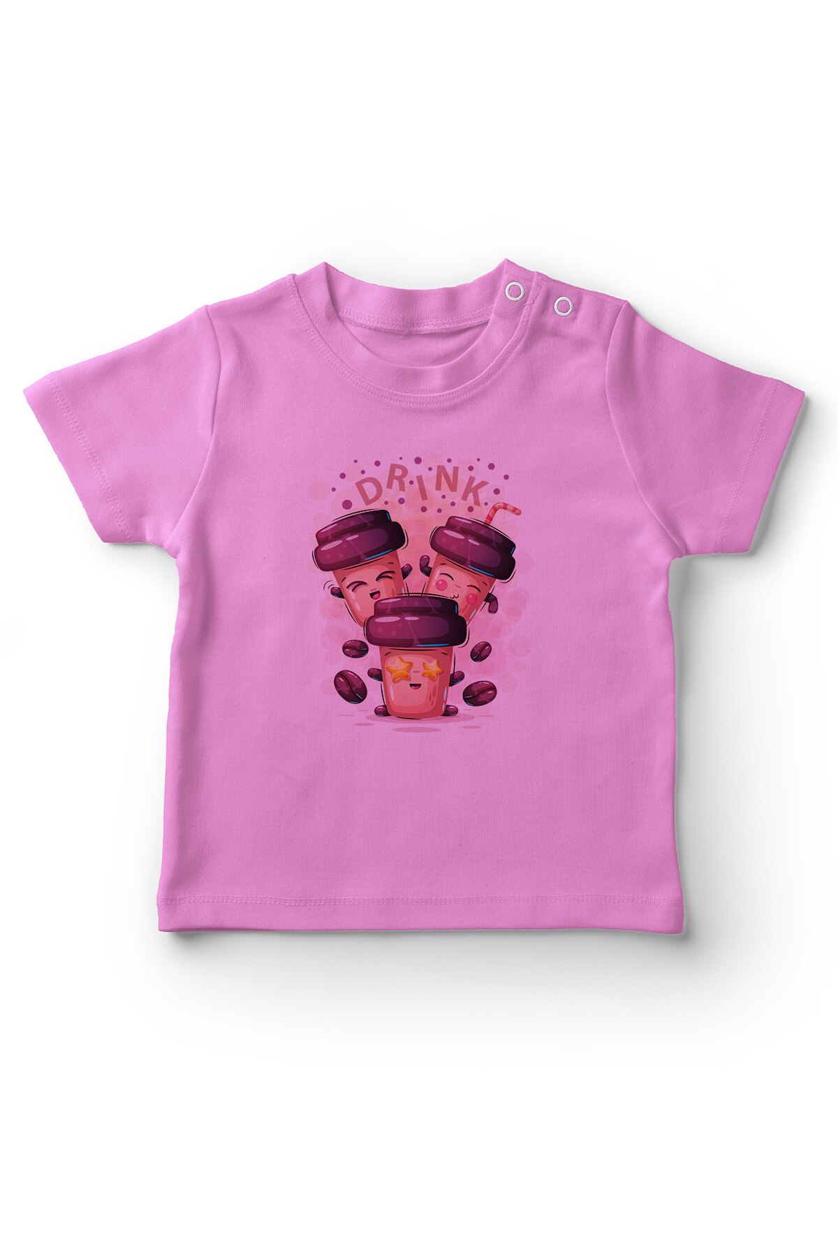 Angemiel Baby Glücklich Kaffee Gläser Mädchen Baby T-Shirt Rosa