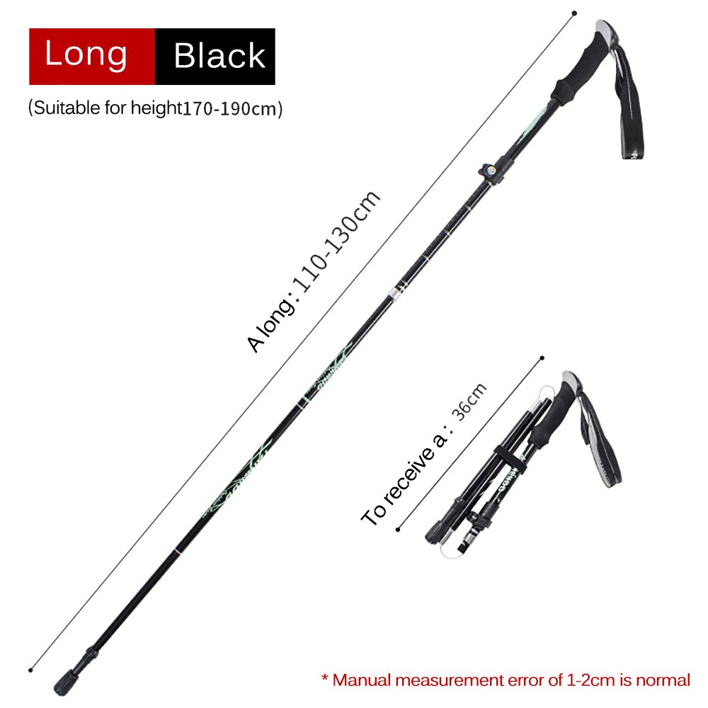 Folding Adjustable Trekking Poles Aluminum Alloy 5-Section Walking Hiking Climbing Travel Sticks Elderly Multifunction Stick: Black