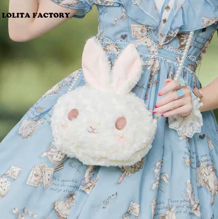 Pige prinsesse lolita taske fødselsdagsfest bunny taske håndlavet lolita pink jk skuldertaske messenger kanin taske  md1013