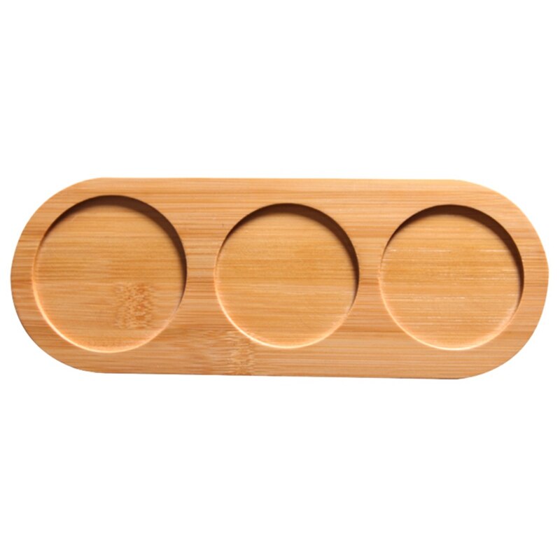 Plateau en bambou pour salière et poivrière, support de rangement de cuisine, Mini plateau d&#39;exposition pour assiette de bureau: Three