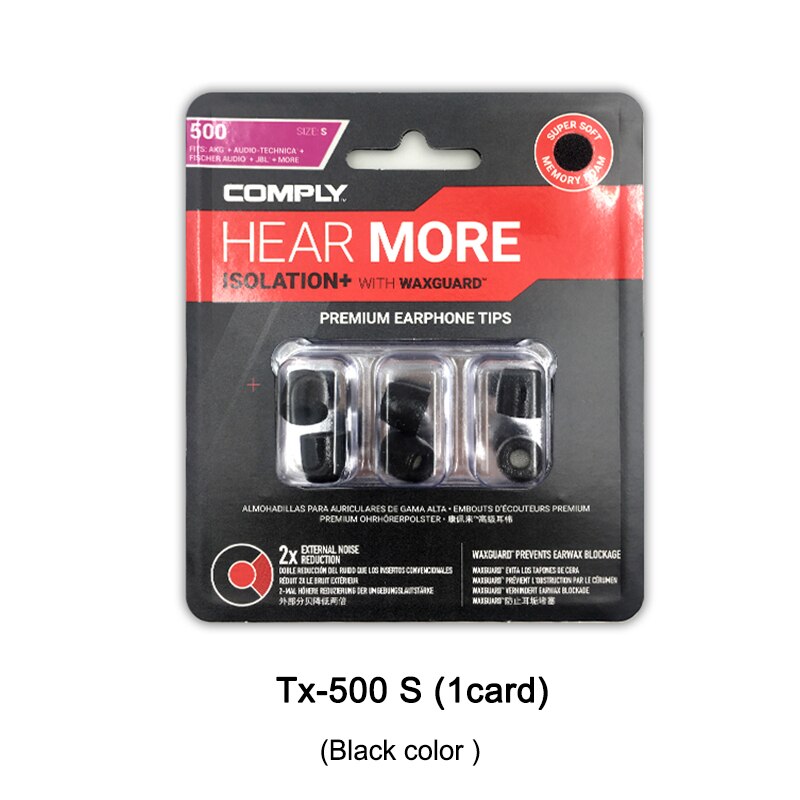 COMPLY T500 TX500 T100 T200 T600 SP SmartCore AP SmartCore Premium Earphone Foam TIPS: Tx-500 BK S 1card