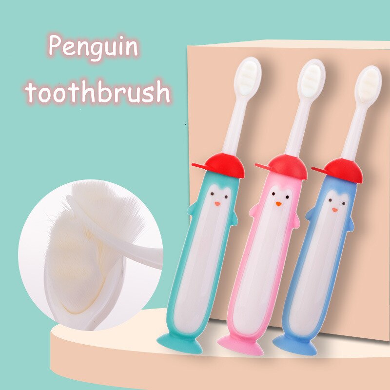 Spazzolino da denti pinguino per bambini carino spazzolino da denti per bambini 360 spazzolino da denti filo interdentale spazzolino da denti detergente per bambini cura dei denti