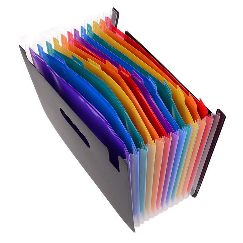 12 Pockets Expanding Files Folder/ A4 Expandable File organizer/ Portable Accordion File Folder/ High Capacity Multicolour Stand: Default Title