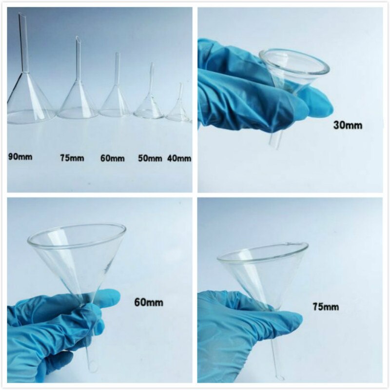 30mm/40mm/50mm/60mm/75mm/90mm Miniatur Labor Glas trichter Borosilikatglas Dreieck Trichter Labor Liefert Werkzeuge