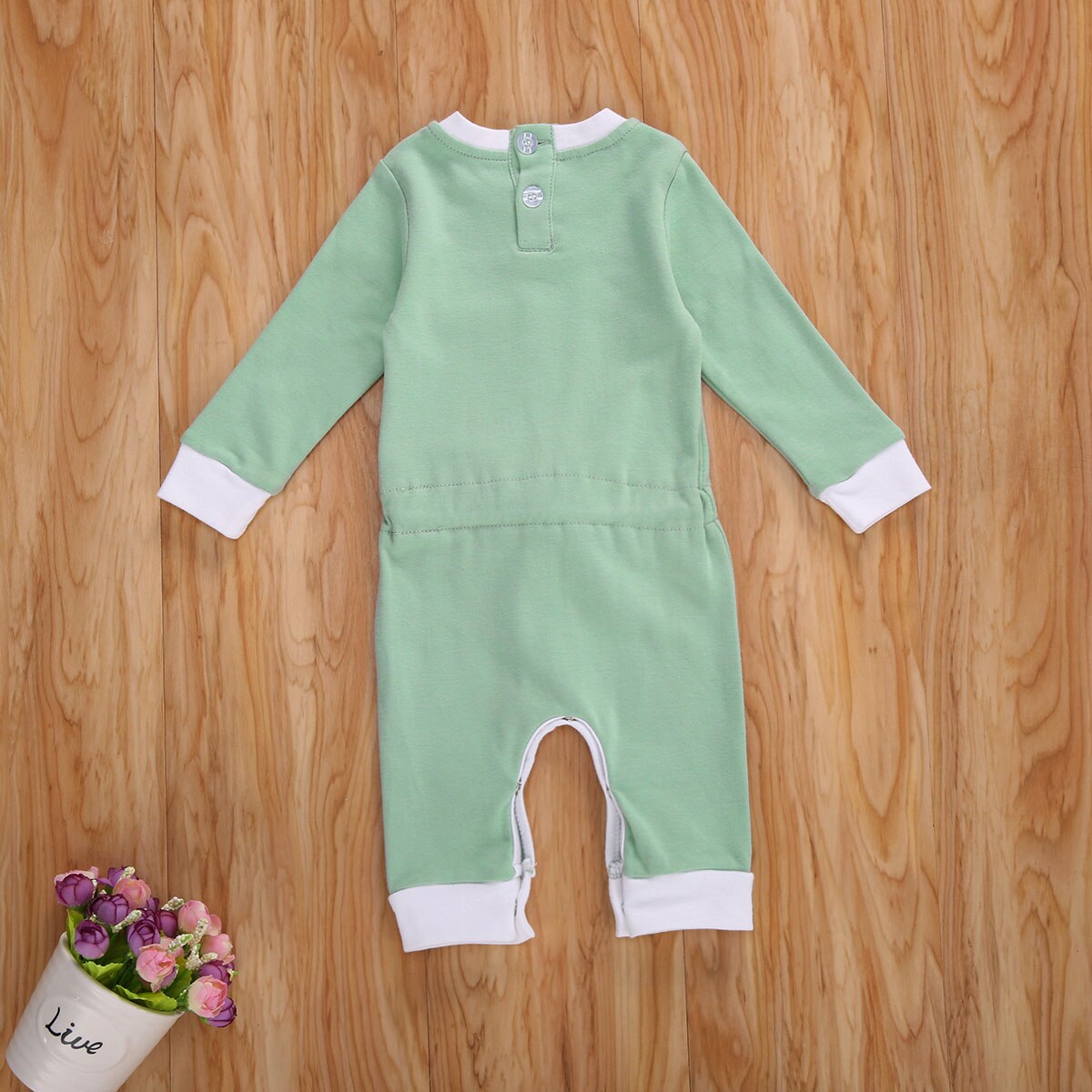 Baby Baby Meisjes Jongens Solid Romper Lange Mouwen Elastische Taille Een Stuk Jumpsuit Met Front Pocket Lente Herfst Kleding