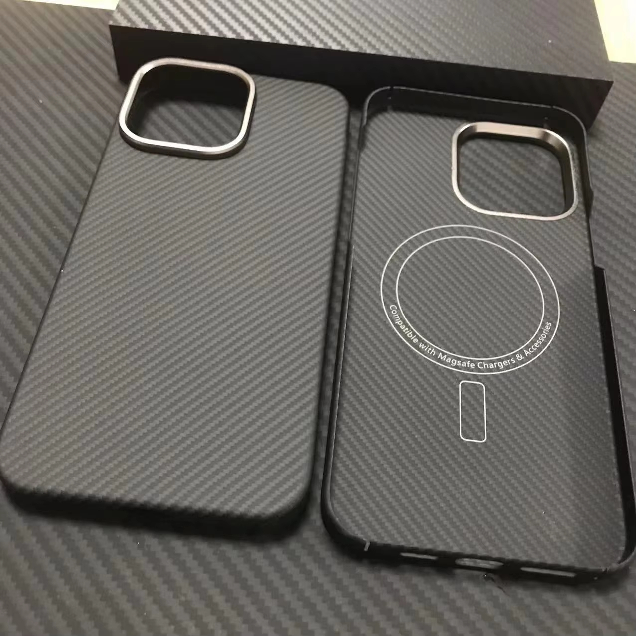 Coque en Fiber de carbone véritable pour iPhone 13 14 15 Pro Max, avec housse de téléphone MagSafe Kevlar, étui en Fiber d'aramide pour iPhone 15/14/13