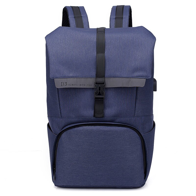 Mochila antirrobo de negocios para estudiantes universitarios, bolso escolar Simple con carga USB para ordenador, mochila de viaje, novedad de: Azul