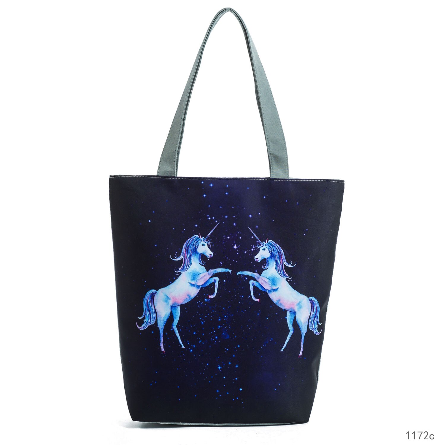 Miyahouse-Bolso de mano de lona con estampado de unicornio para mujer, bolsa de hombro para la playa,: 1172c