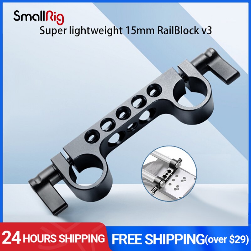 SmallRig Super lightweight 15mm RailBlock Rod Clamp with 1/4"-20 Thread for Red and Other 15mm DSLR Camera Rig -942