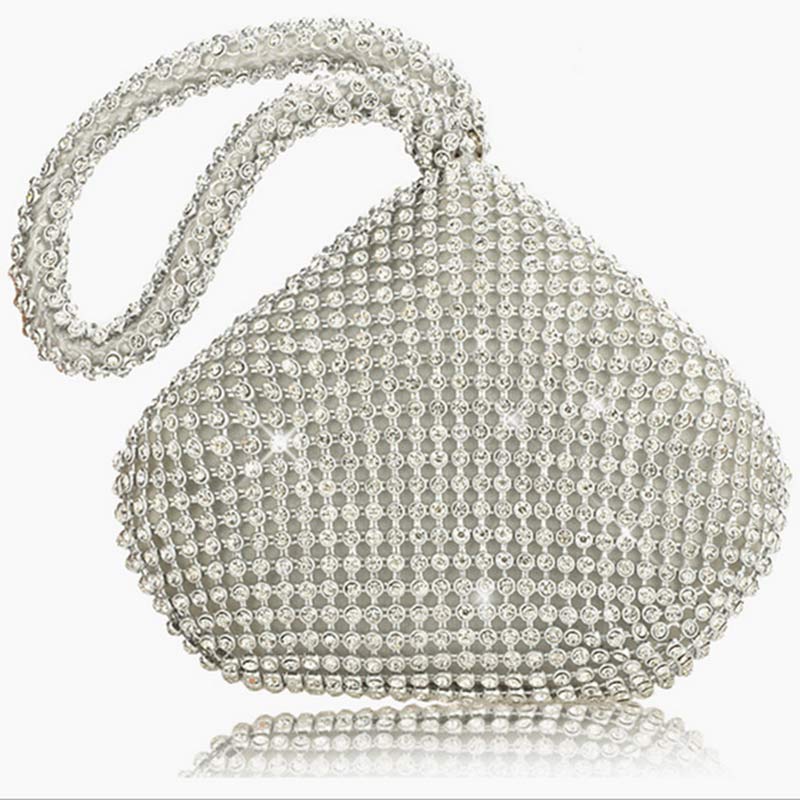 DICIHAYA Soft Beaded Women Evening Bags Zipper Small Lady Wedding Bridalmaid Handbags Purse Bag Diamonds Clutch Bags: Silver