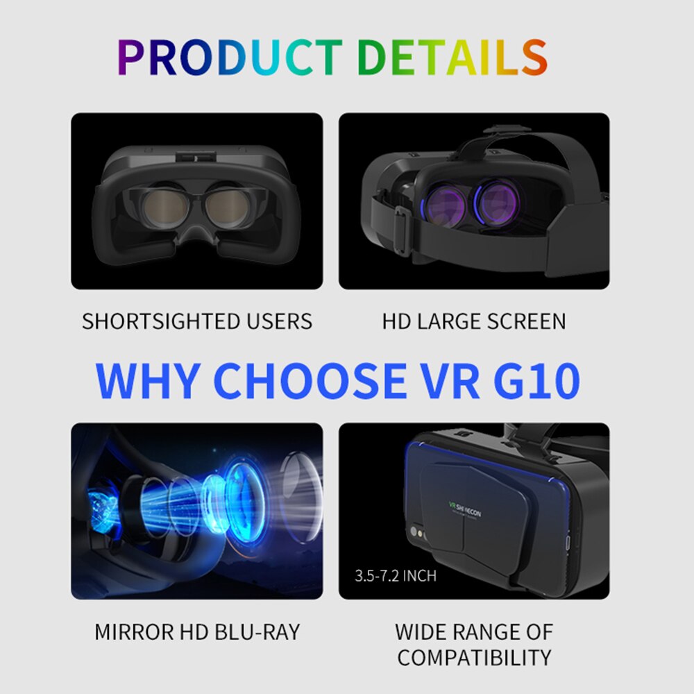 Gafas de realidad Virtual G10 VR para teléfono inteligente, gafas 3D estéreo VR, casco de cartón con Control remoto para IOS y Android