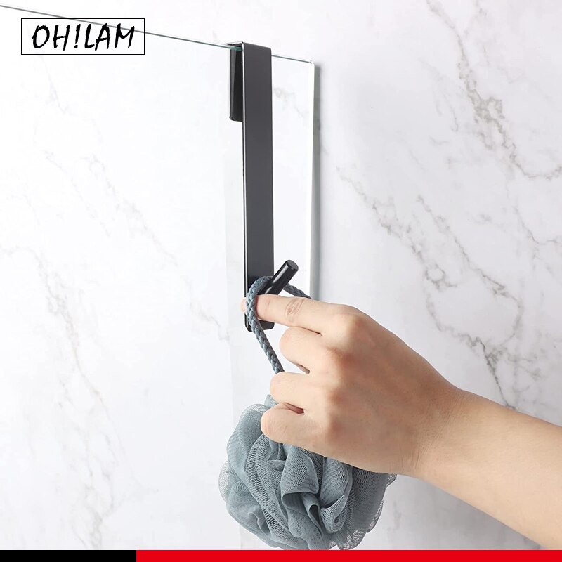 Über Tür Handtuch Bademantel Haken Für Schlecht Rahmenlose Glas Dusche Tür Haken Handtuch Schlecht Ball Aufhänger Küche Schränke Schränke: Schwarz