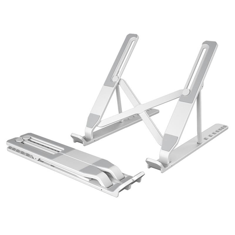 Draagbare Legering Laptop Stand Opvouwbaar Ondersteuning Base Notebook Stand Voor Macbook Pro Computer Laptop Houder Cooling Beugel Riser: Plastic White
