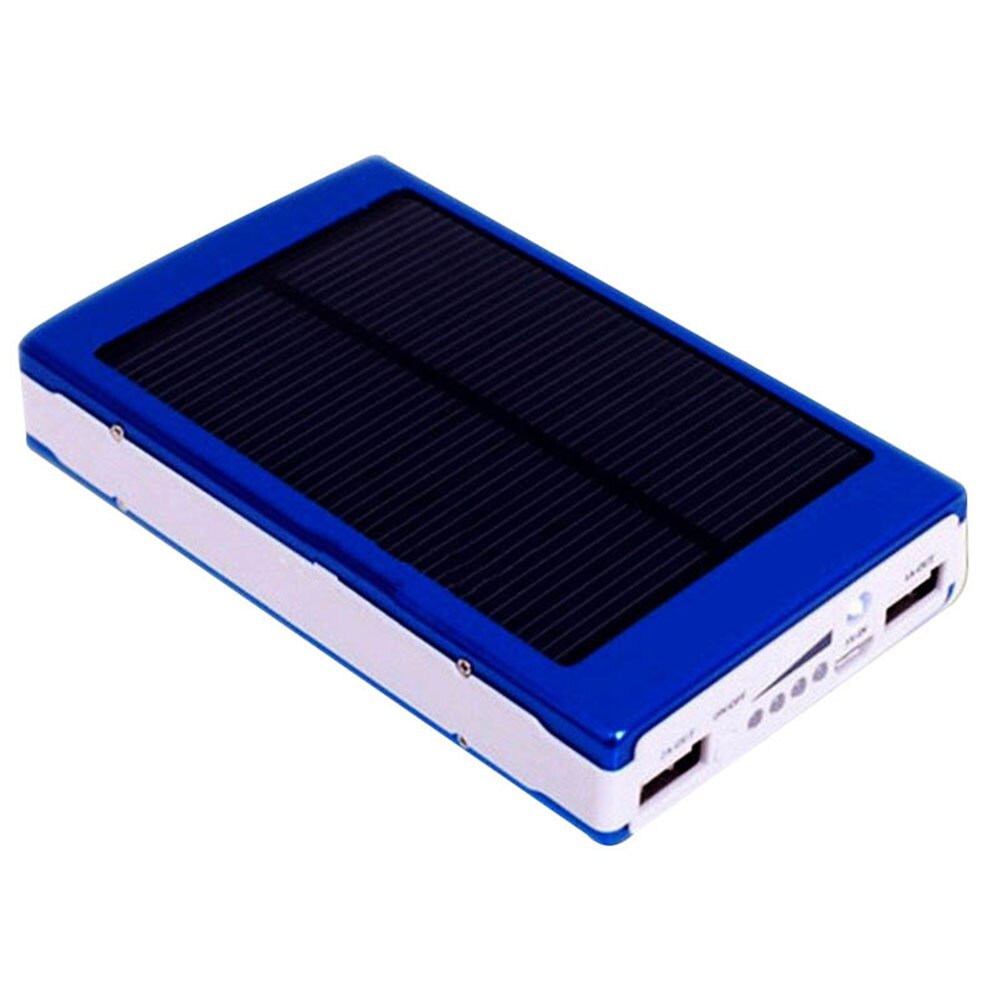 Banco de energía Solar con USB Dual, cargador de batería portátil, caja de luz de acampada, nueva linterna: blue