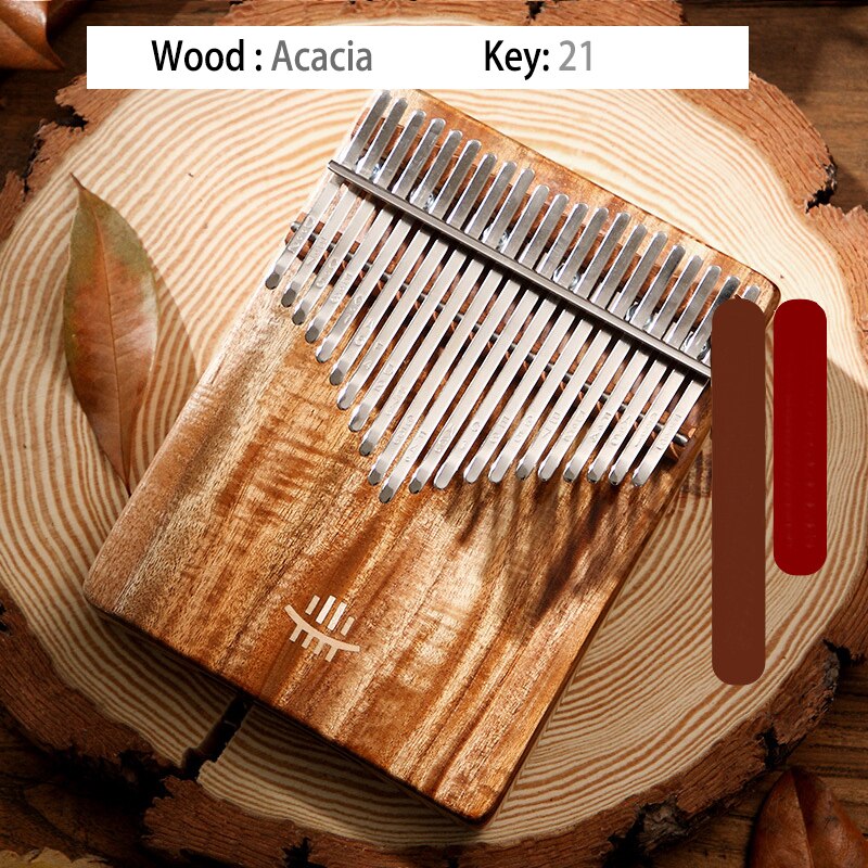 17 21 Key Kalimba Wooden Figure Keyboard Thumb Piano Musical Instruments Chamfer Calimba Mini Kalimbas Accessories: 21 keys Acacia
