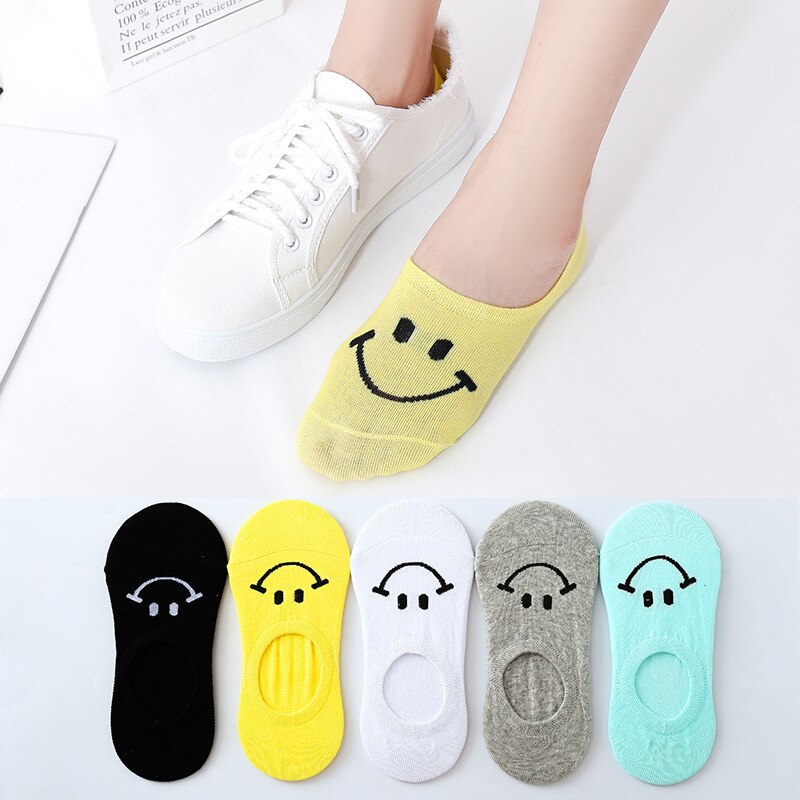 5 Paren/partij Lente Zomer Korea Sokken Vrouwen Cartoon Kat Vos Leuke Animal Print Grappige Onzichtbare Boot Katoenen Sokken: Q