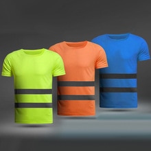 Høj dvs reflekterende t-shirt sikkerhed kortærmet tøj tøj jakkesæt rund hals t-shirt til dreng