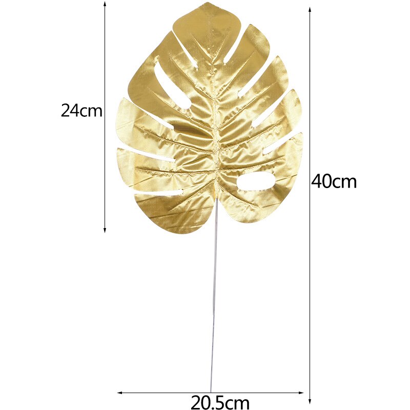 5/10 stk guld kunstige tropiske monstera blade silke palme plante til hawaii temafest hjemmehave dekoration tilbehør: B03 / 5 stk