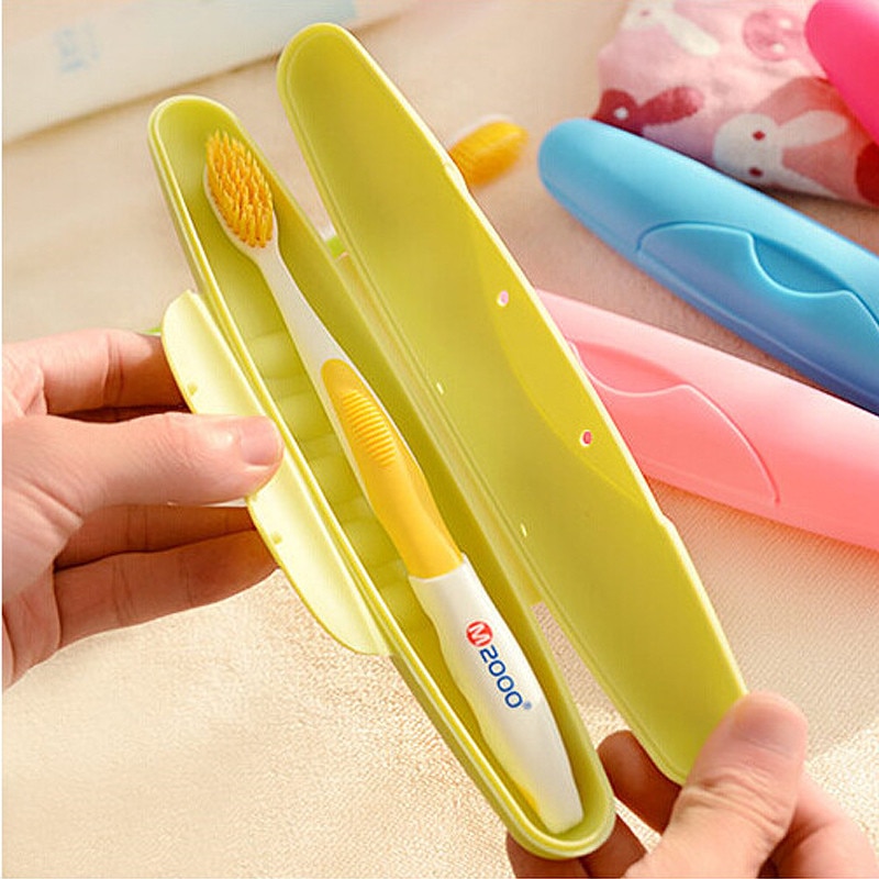 Caja de cepillo de dientes portátil para viaje, estuche de almacenamiento impermeable a prueba de fugas con tapa, color rosa, ideal para senderismo y acampada