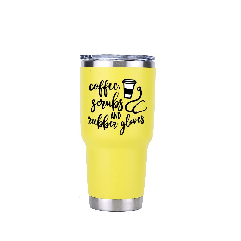 d'infirmière 30 oz gobelet voyage voiture bière tasse vide flacons isolés en acier inoxydable Thermos tasses à café: 30oz yellow