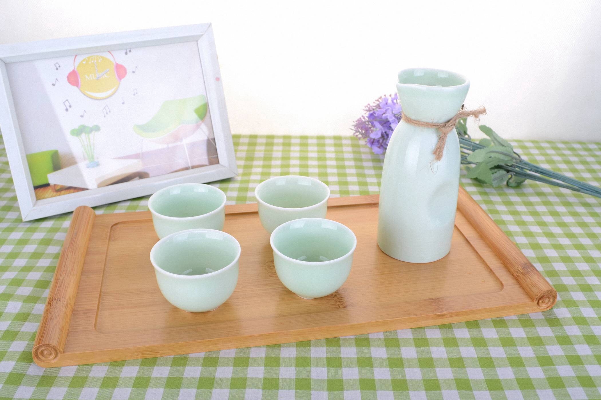 5in1 Japanese Style Ceramic Alcohol Drink Set-160ml Sake Bottle+4x40ml Wine Cups