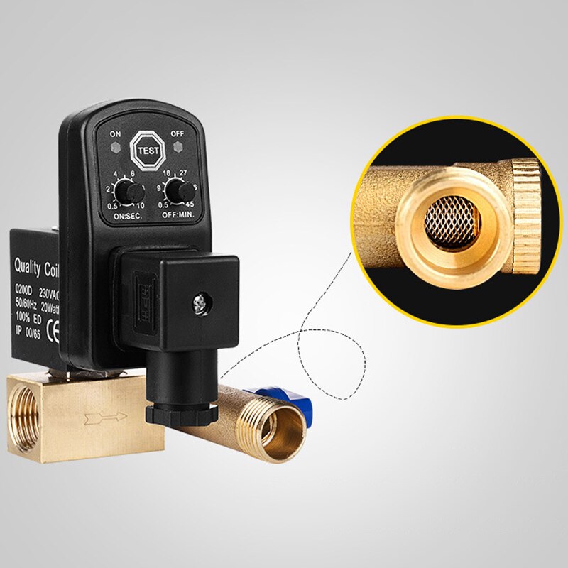 1/2 Inch Dn15 Elektrische Timer Auto Water Magneetklep Elektronische Drain Valve Voor Air Compressor Condensaat