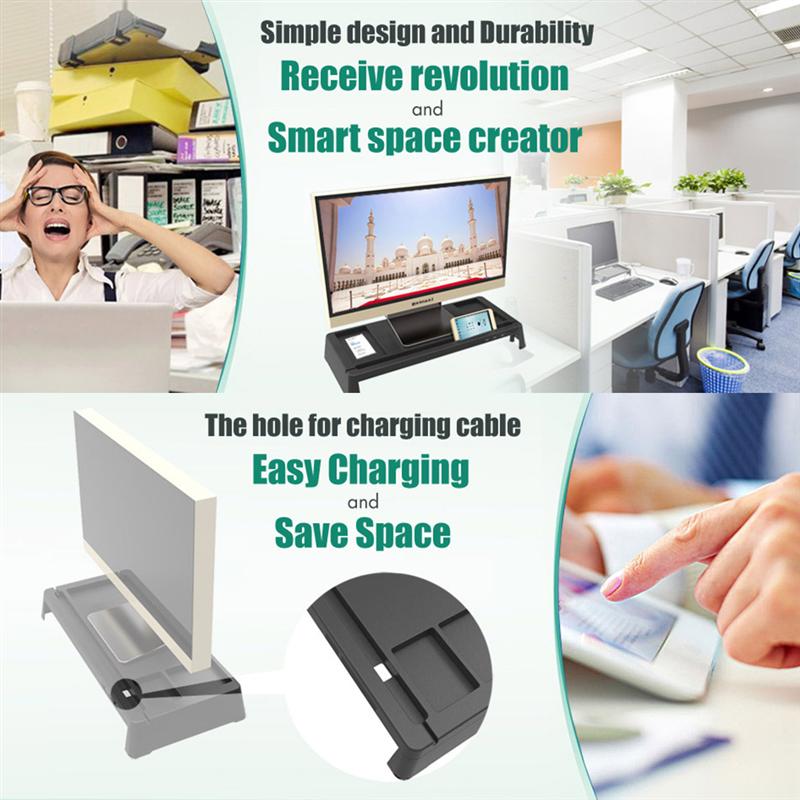 Monitor Stand Riser with USB Support Data Transfer and Charging Steel Desk Organizer for Laptop Computer