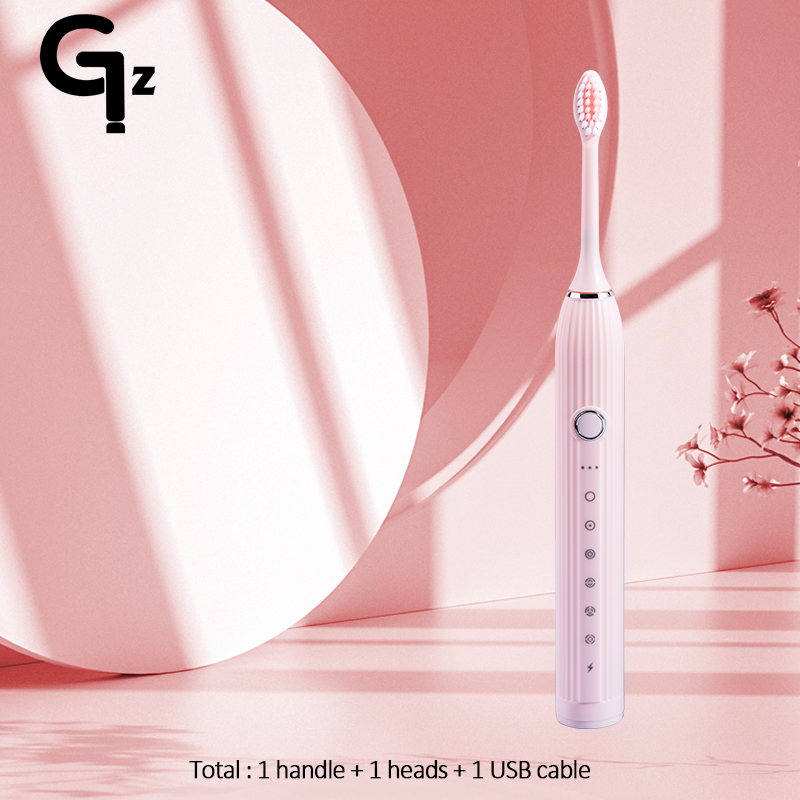 GeZhou N105 Sonic Electric toothbrush Adult children automatic toothbrush Rechargeable With 8 heads replacement IPX7 Tooth Brush: Brown