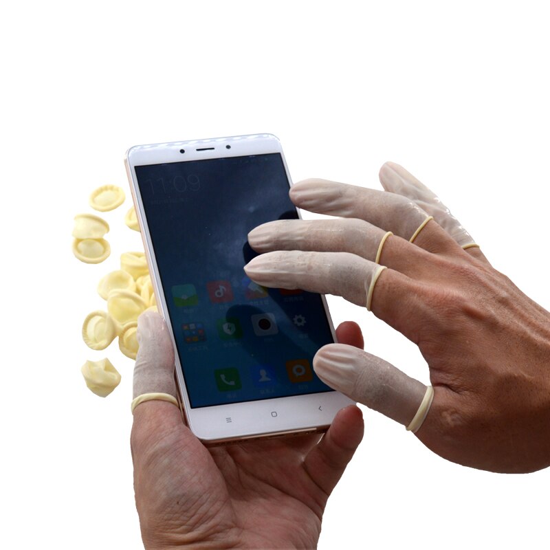 100 stk/sett latex gummi finger barnesenger sett fingertuppene beskyttelseshansker for klokketelefon reparasjon tatovering skjønnhet hagehansker
