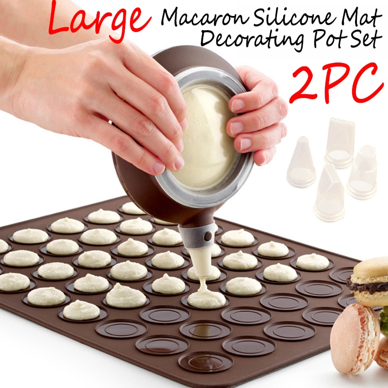 2 Stk/set Grote Bitterkoekje Kit Macaron Siliconen Mat Non-stick Bakvorm Set 48 Capaciteit Macaron Pot Cake Decorating levert