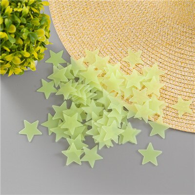 100pcs Luminous Star Stickers 3 Cm for Bedroom Sofa Kids Room Party Decoration 3D Fluorescent PVC Sticker Toy: Yellow