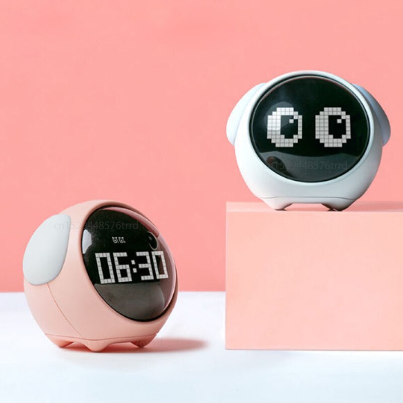 Xiaomi Cute Expression Alarm Clock Multifunctional Digital Led Voice Controlled Light Bedside Thermometer Clock Home