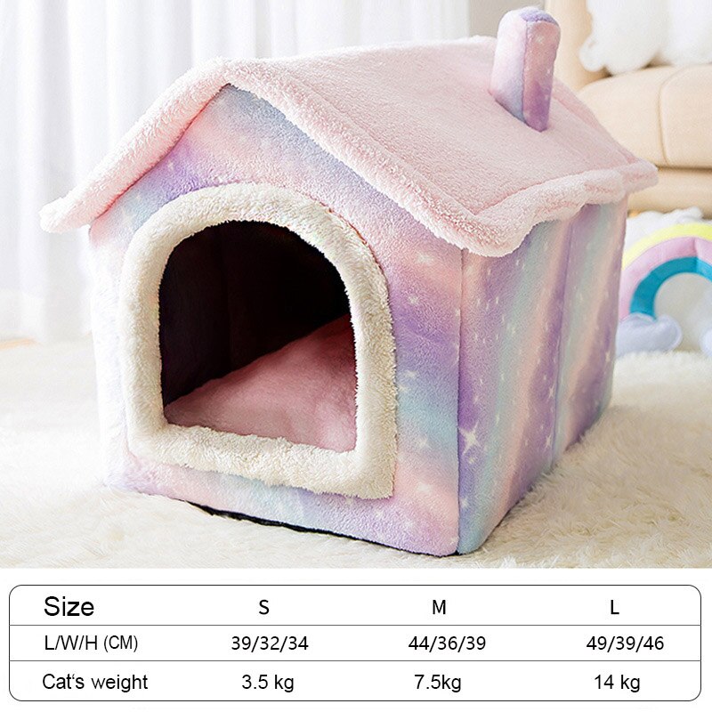 Casa para gatos, cama para mascotas, casa para perros para las cuatro estaciones, cálida, lavable, antideslizante, accesorios para gatos, suministros para perros cama perro casa para perro cama casita para perro pequeñ: Sky / L 49x39x46