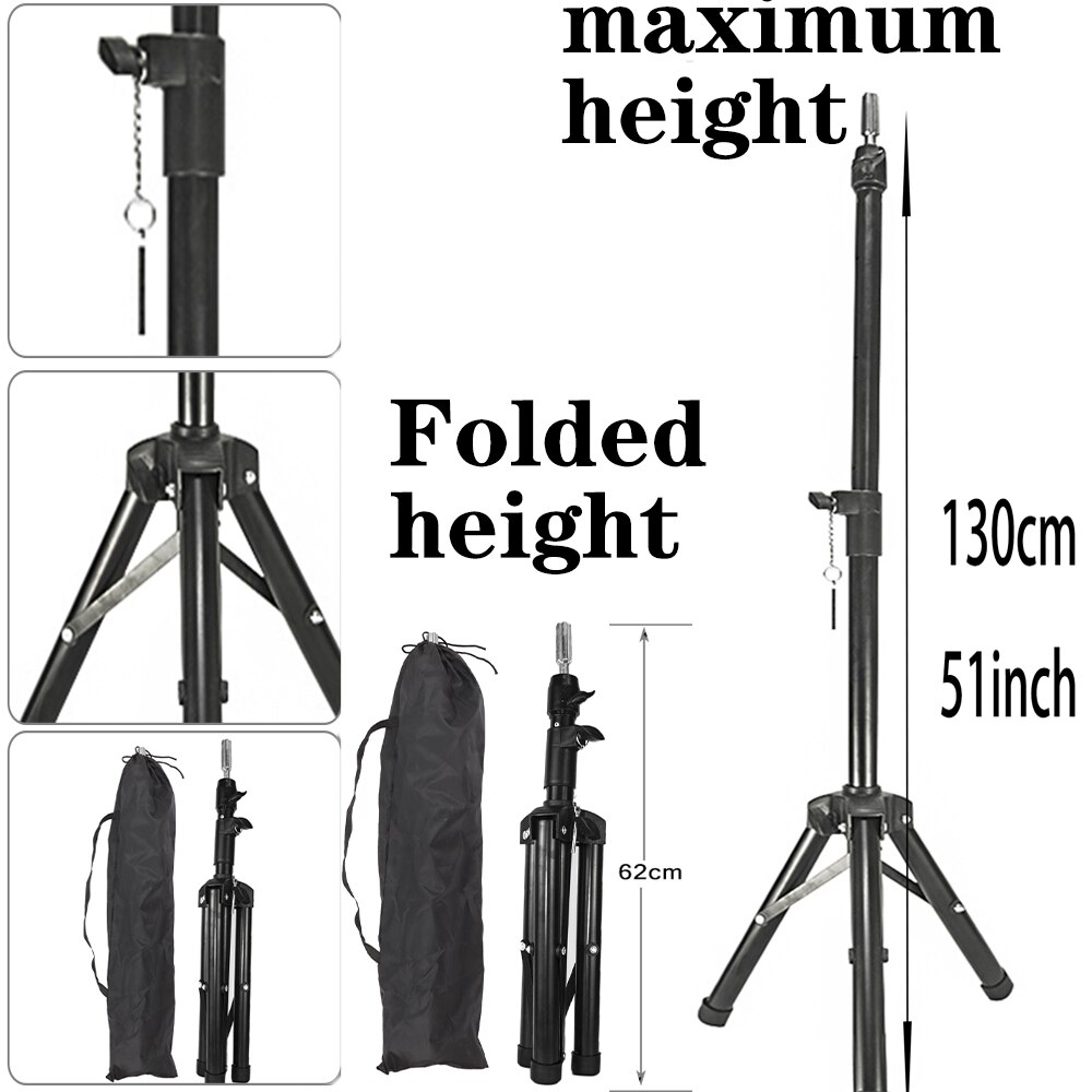 Regulowany stojak na perukę statyw głowa manekina stojak na kosmetologię trening fryzjerski z czepek na perukę, t-szpilki, klipsy, torba robić przenoszenia