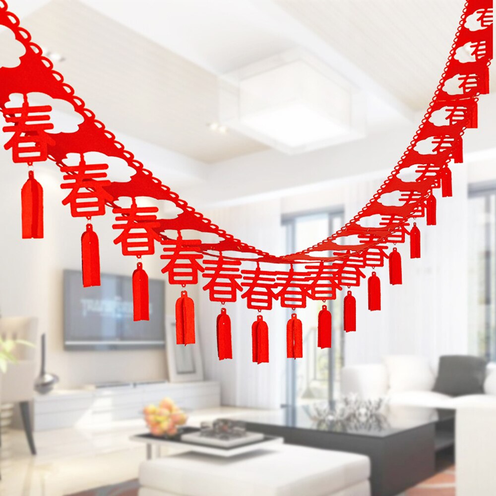 1Pc Jaar Chinese Stijl Streamer Banners Niet-geweven Hanger Gelukkig En Feestelijke Lente Festival Home Decoraties: pattern 1