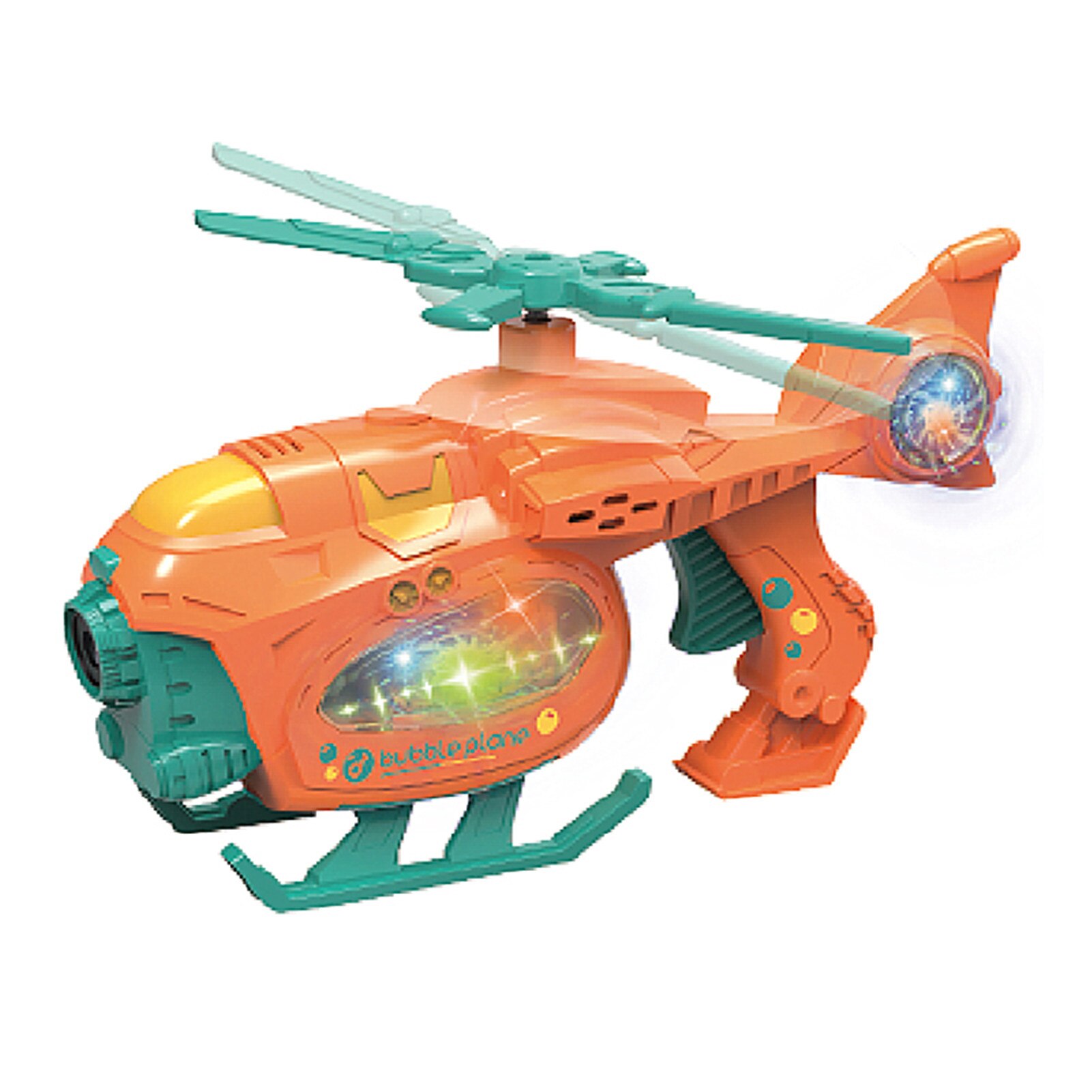 Bubble Blower Automatische Bubble Machine Beweegbare Helicopter Met Muziek Licht Outdoor Zomer Zeepbellen Voor Kinderen: Orange