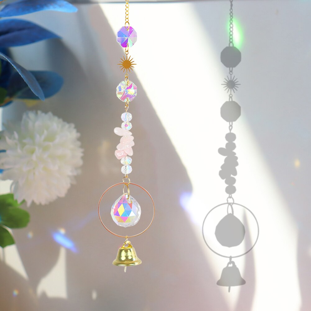 Crystal Wind Chimes Pendant Handmade Sun Catcher Sunlight Trapping Windchime Garden Curtain Window Chandelier Pendant
