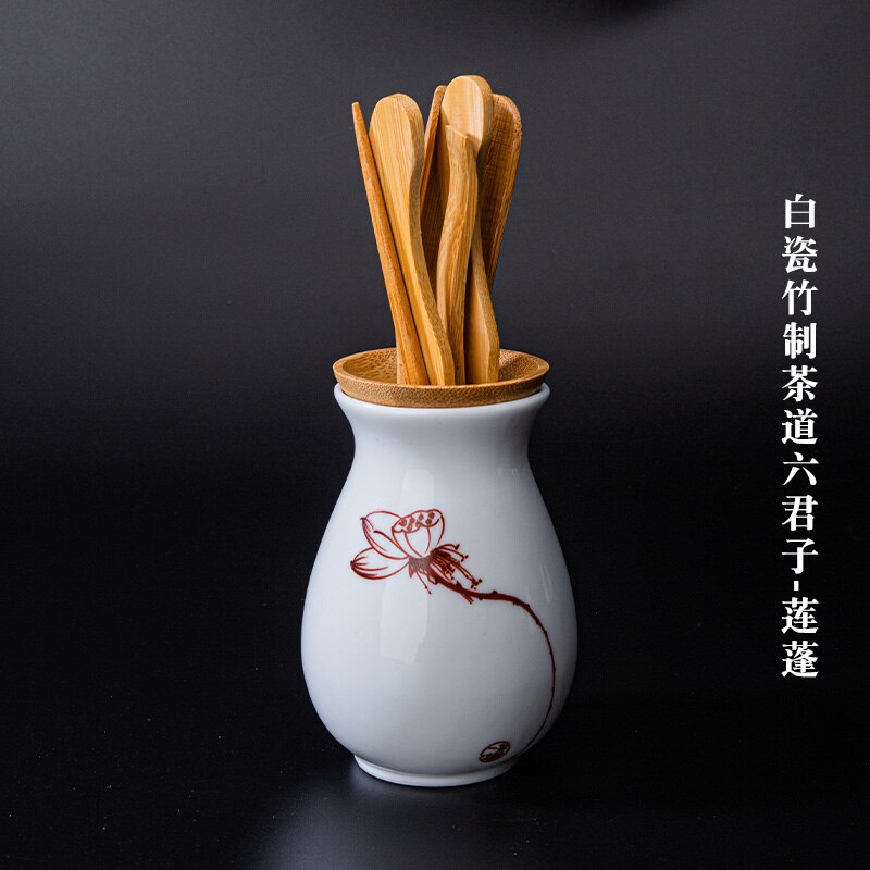 Bamboo Artwork Celadon Tea Ceremony Six Items Set Complete Set Kung Fu Tea Set Accessories Bamboo Tea Clip Tea Pin Tea Spoon: Lotus seedpod