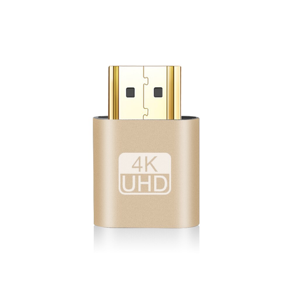 kebidu VGA Virtual Display Adapter HDMI 1.4 DDC EDID Dummy Plug Headless for Ghost Display Emulator Aluminum Alloy Lock plate: Gold