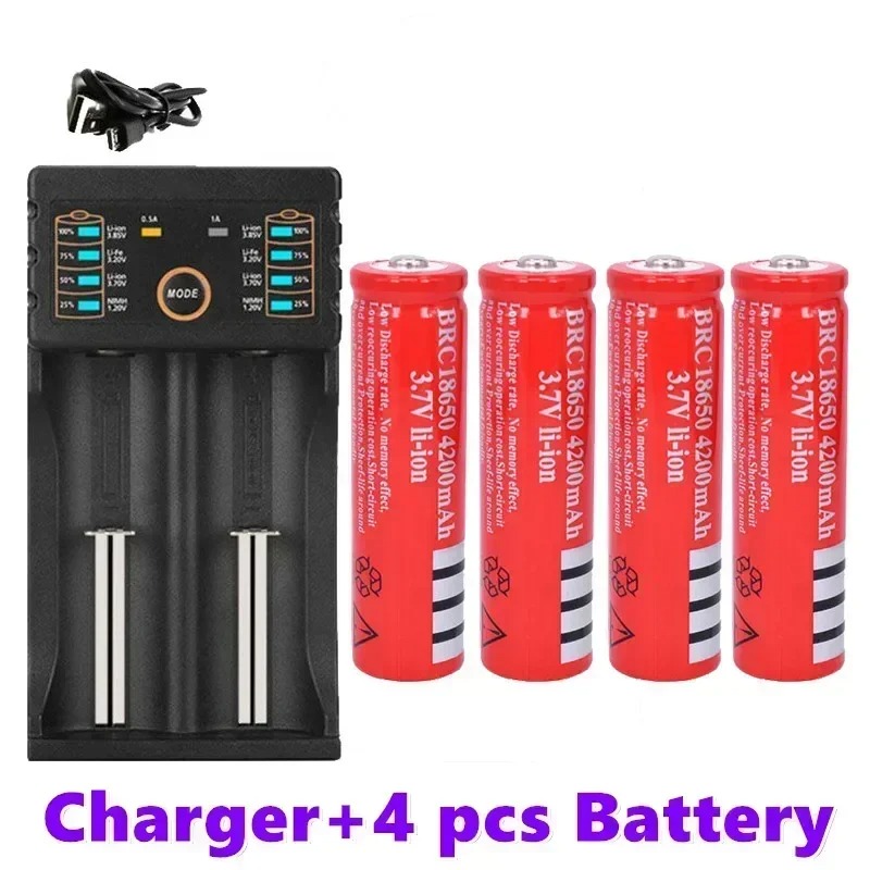 Original 18650 batterie 3,7V 4200mAh wiederaufladbare liion batterie für Led taschenlampe batery litio batterie + USB Ladegerät: Blue