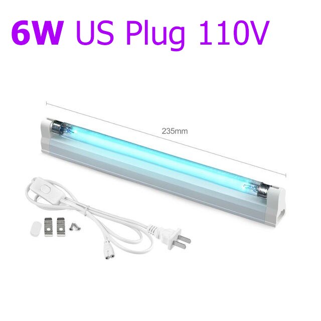 T5 UC Tube Quartz Lamp UVC Sterilizer Lamp AC 220V 110V Ozone Germicidal Light Bactericidal Ultraviolet Lamp Disinfection Deodor: 6W-110V-US