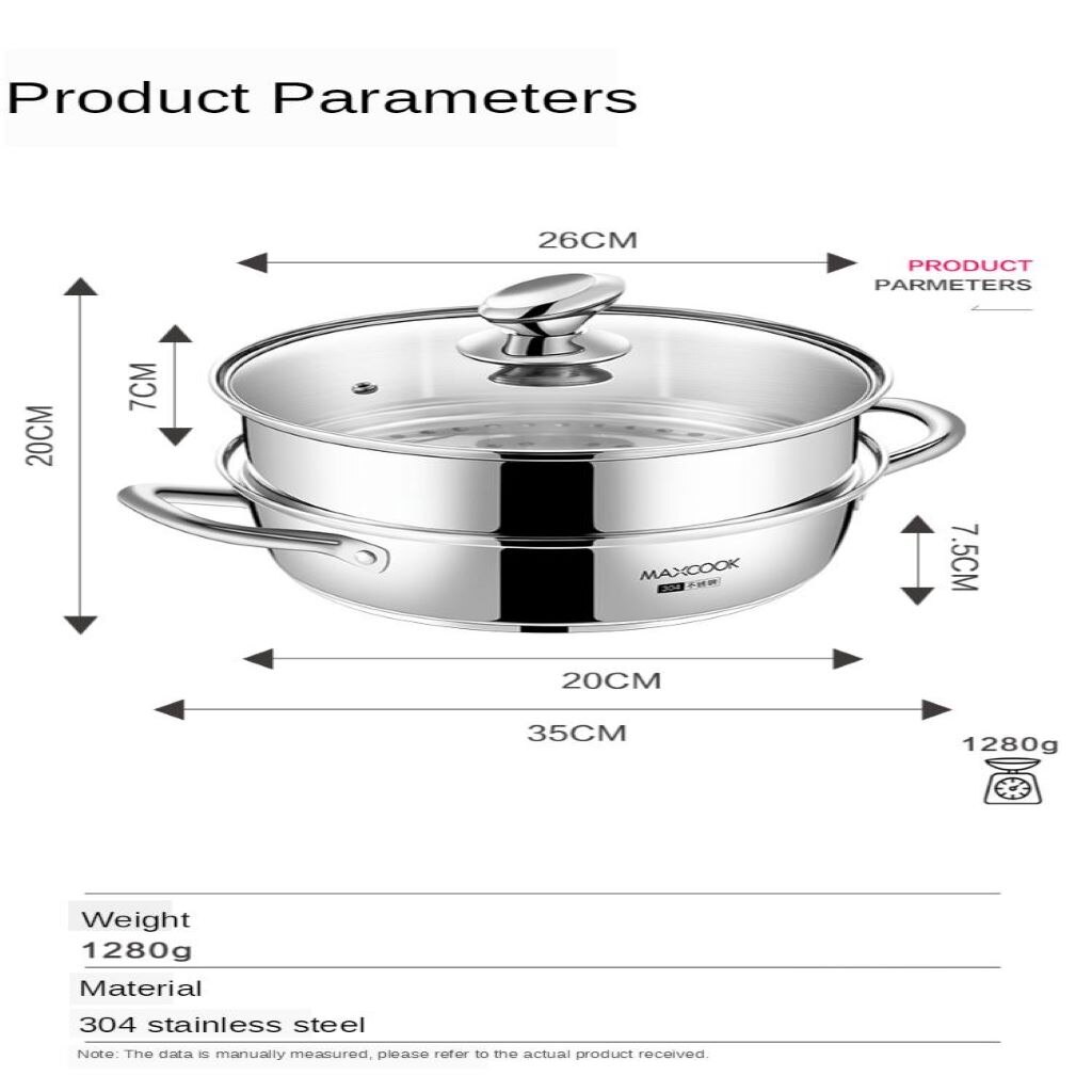 Stainless Steel Thicken Steamer w/ Lid Lobster Cooking for Gas Stove 2 Tier Double Layer Soup Pot Pot Vegetables