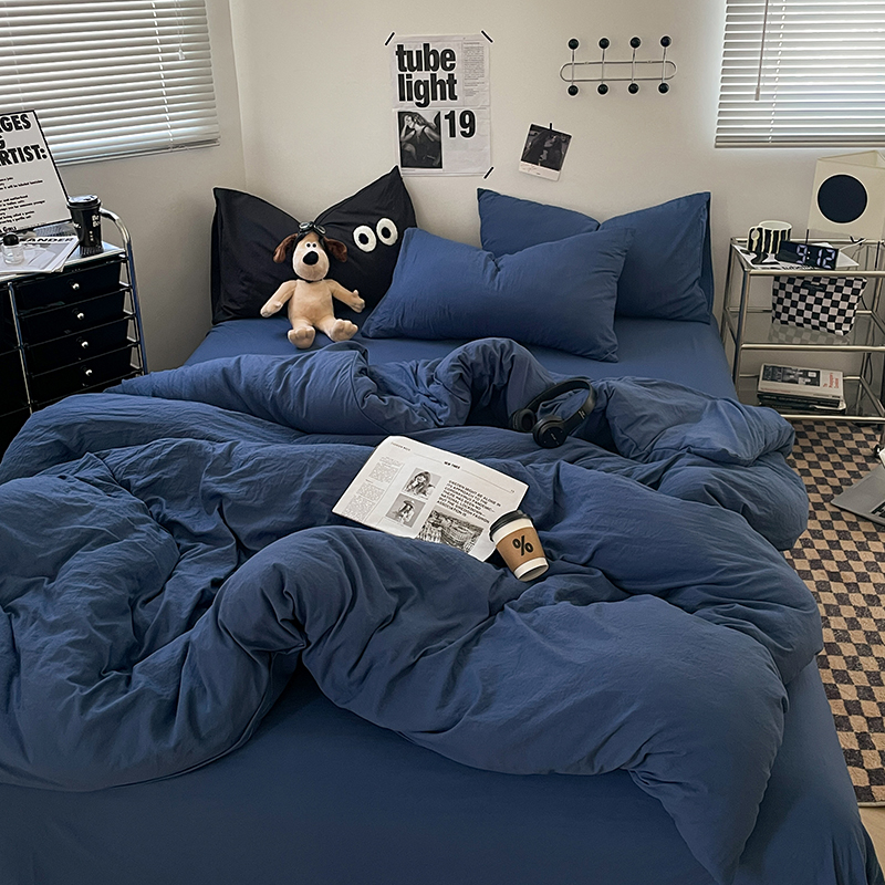 1 Stück blauer Bettbezug 150 x 200 pezo불 Nakon Vara Frances Frances Bettbezug aus gewaschener Baumwolle, Königin-Größe-Bettwäsche für Mädchen-Jungenzimmer (Kissenbezug. Bestellen Sie benötigen)