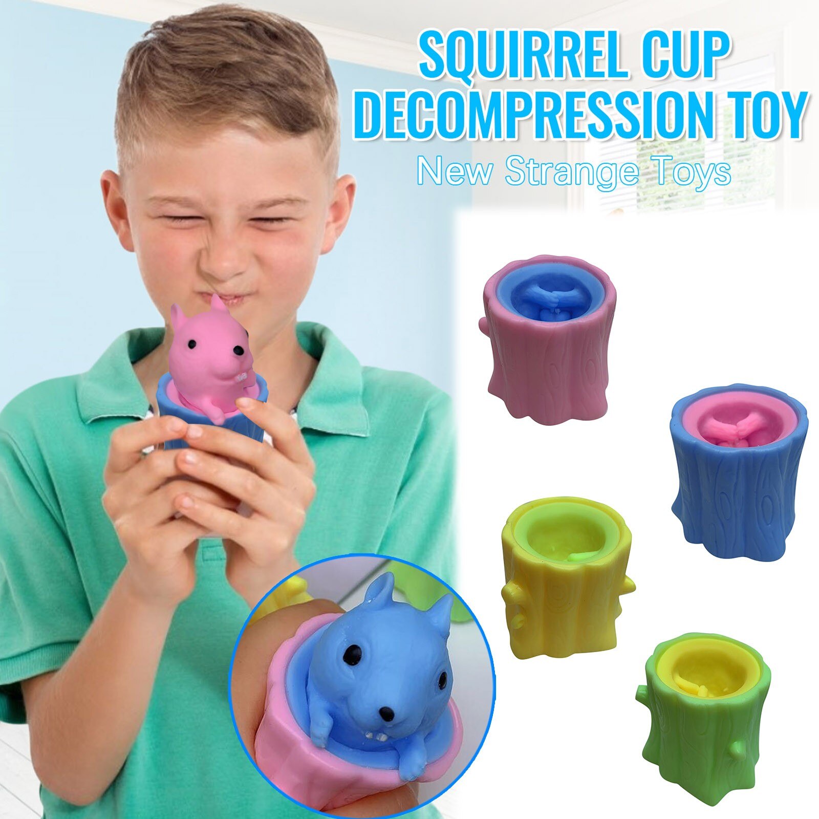 Cute Animal Squirrel Squeeze Squirrel Vent Squirrel Cup Decompression Toy Stump Rubber Stake Fidget Toys For Friends
