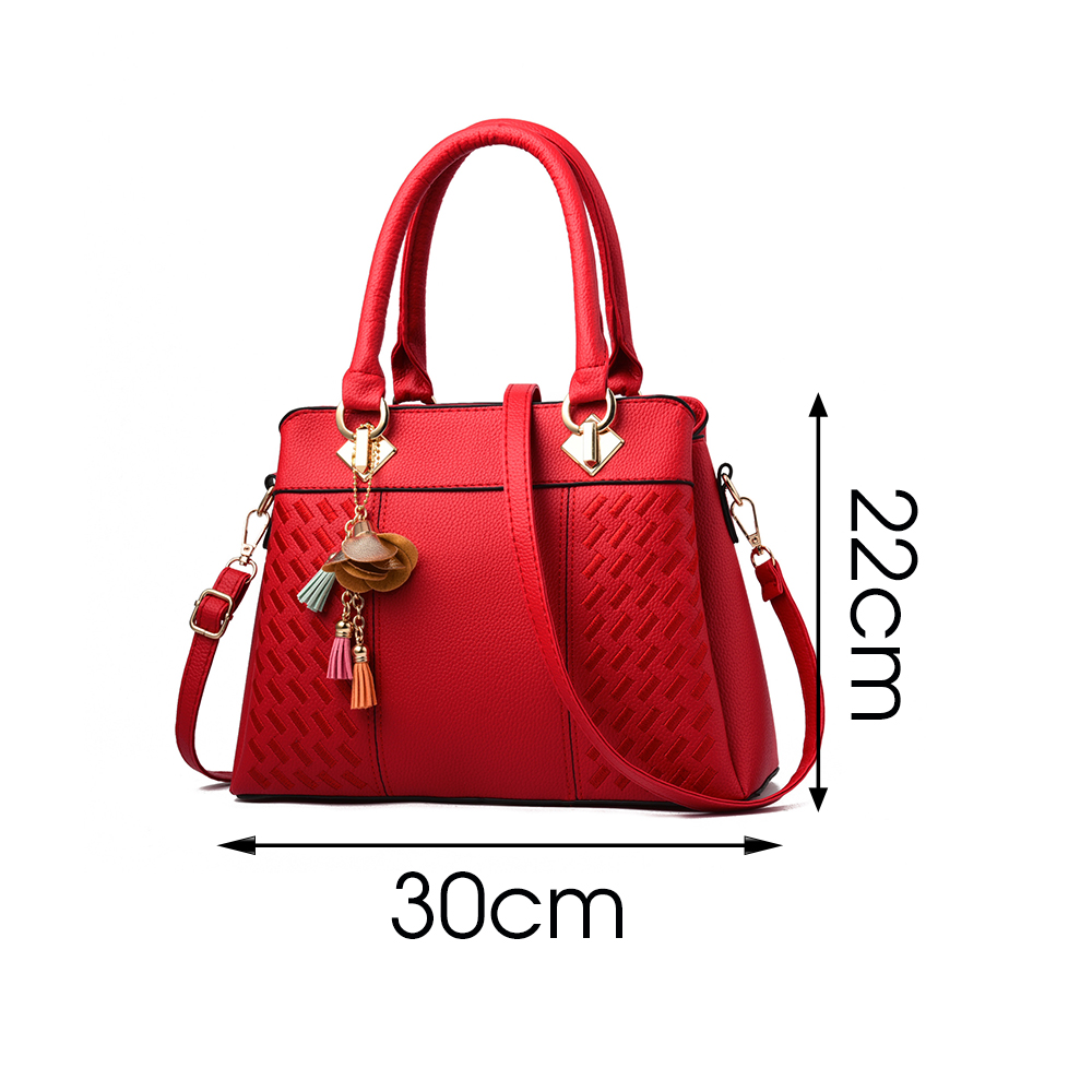 Mode Vrouwen Handtassen Tassel PU Leer Totes Bag Top-handvat Borduurwerk Crossbody Tas Schoudertas Dame Eenvoudige Stijl Hand tassen