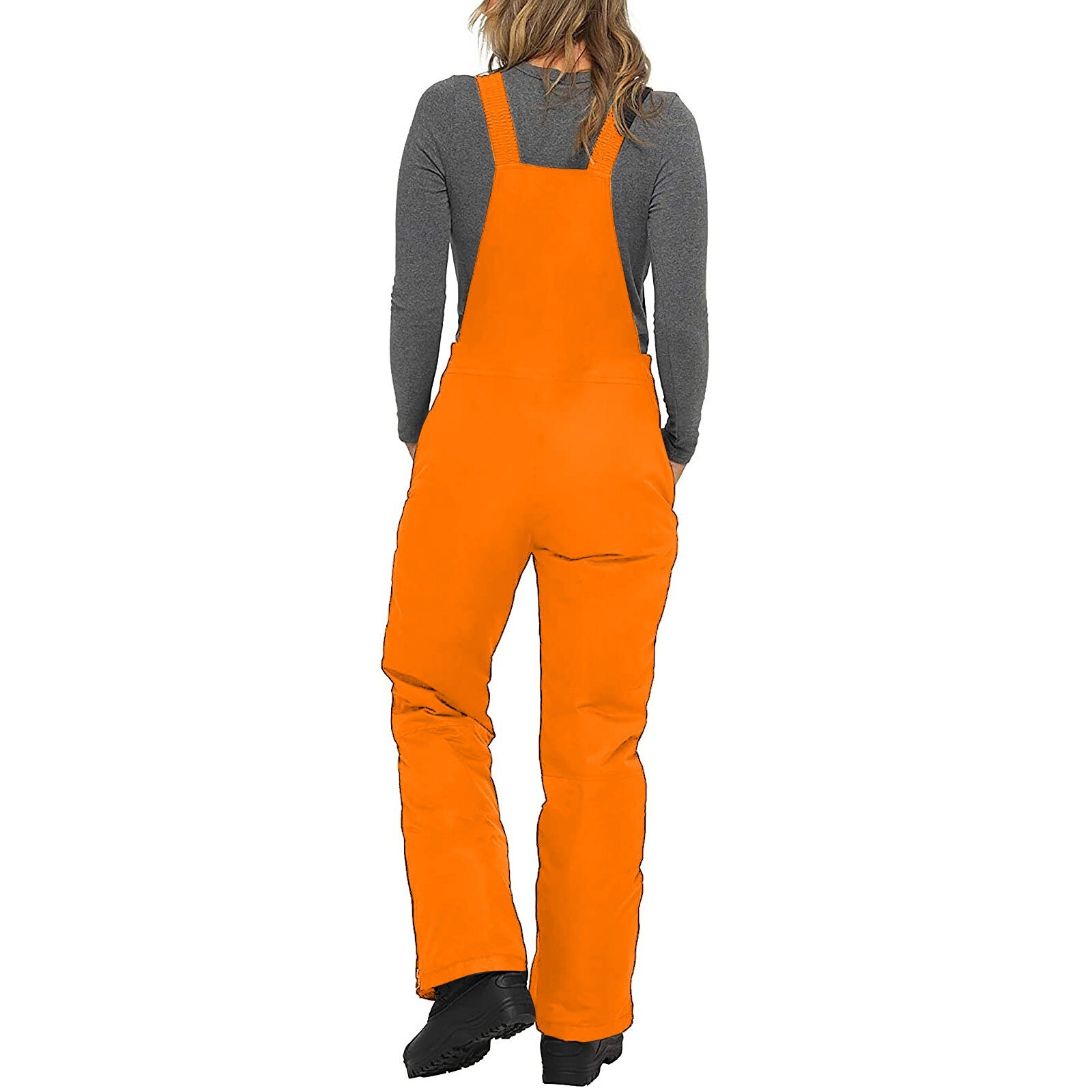 40# Pants Insulated Bib Overalls Solid Color Pocket Women One-piece Suspenders Trousers Winter Ski Warm Thick Pants Skiing Pants