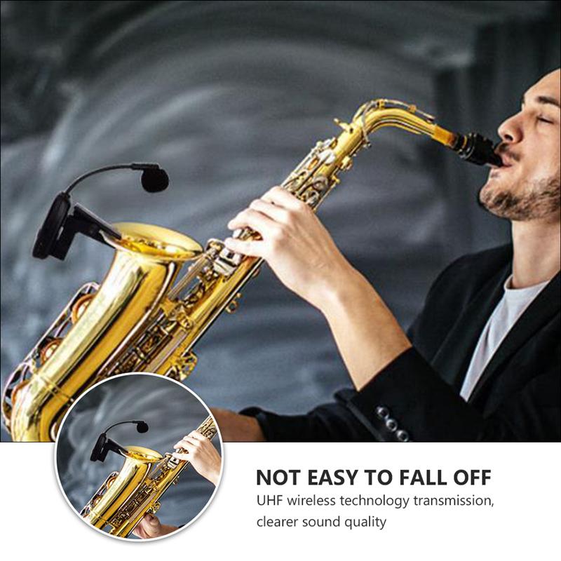 UHF Saxophone Mic Wireless Microphone System Clip on Musical Instruments for Saxophone Trumpet Sax Horn Tuba flute Clarinet Pipe