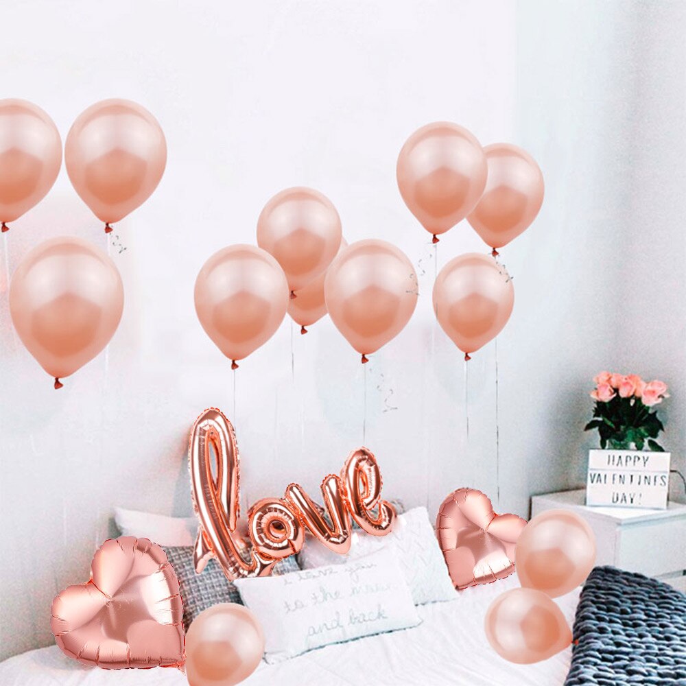 Rose Gold Valentijnsdag Ballonnen Set Siamese Liefde Letters Folie Ballon Verjaardag Wedding Anniversary Party Decoratie Benodigdheden 8D
