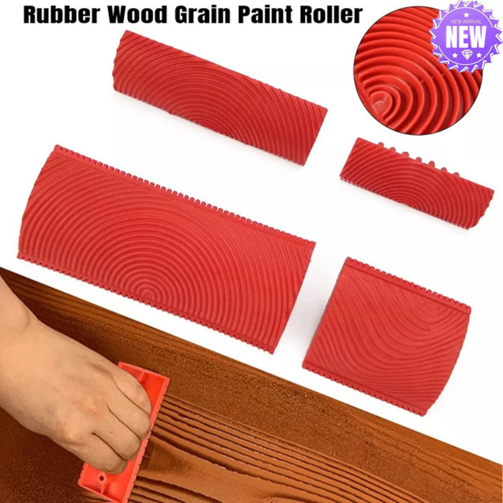 Rubber Wood Grain Paint Roller Imitation Wood Grain Pattern Paint Brush Home Decor Art Embossing DIY Wall Painting Tool